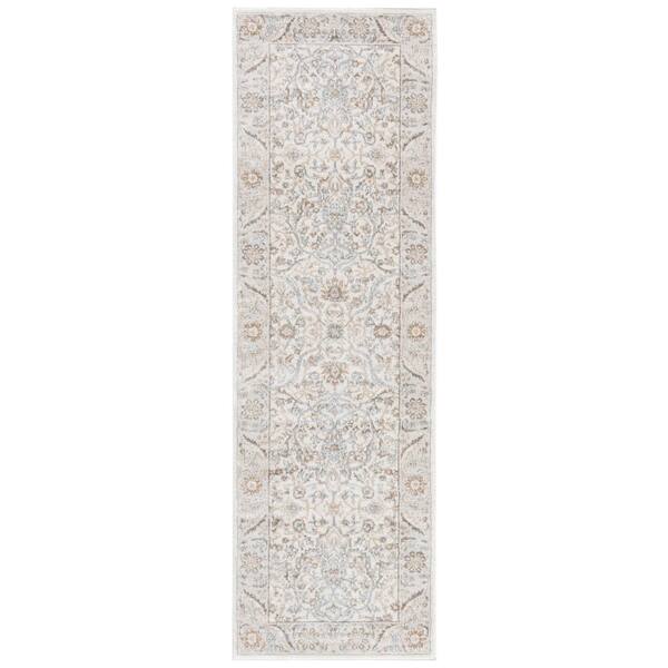 Isabella 2 ft. x 19 ft. Cream/Beige Floral Border Runner Rug