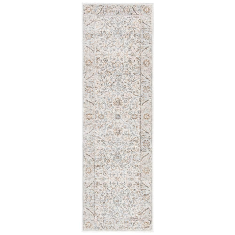 SAFAVIEH Isabella Cream/Beige 2 ft. x 7 ft. Floral Border Runner Rug ...