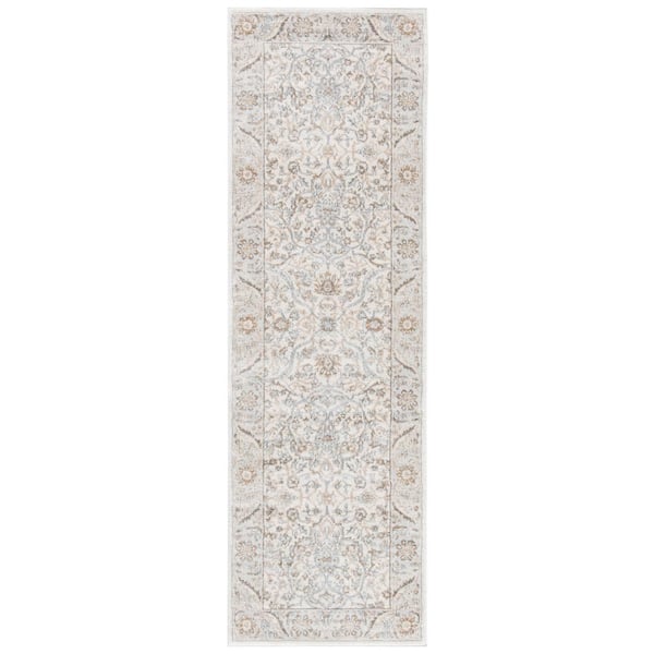 Isabella 2 ft. x 9 ft. Cream/Beige Floral Border Runner Rug