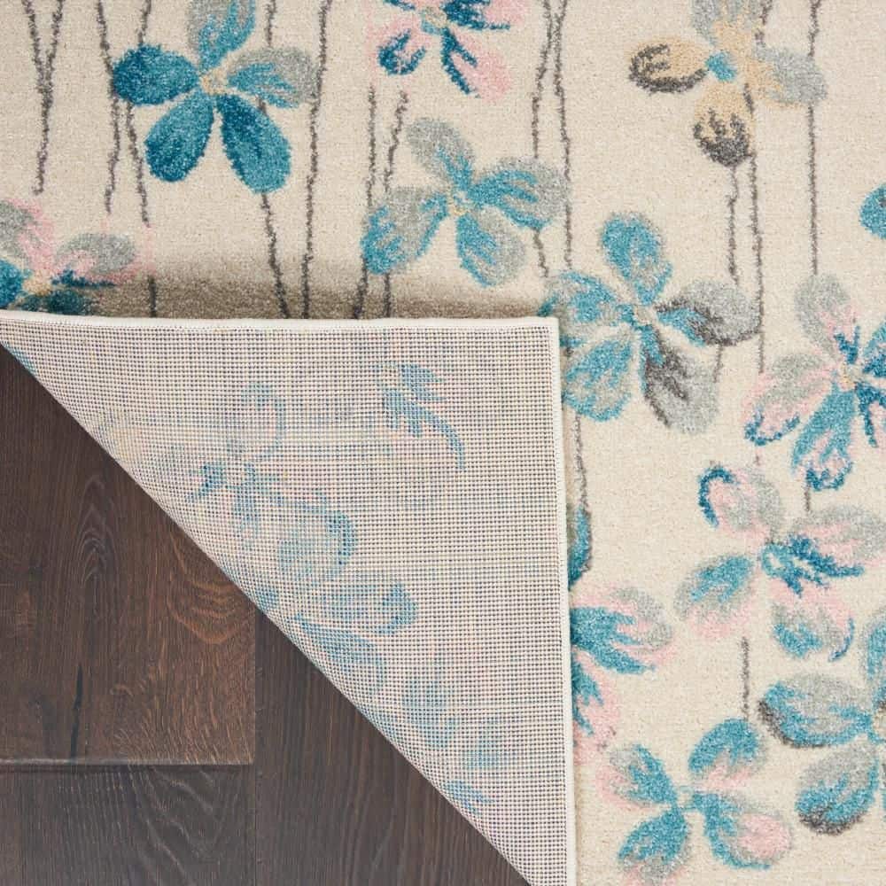Elegant Ivory Floral Viscose 2' x 4' Rectangular Area Rug