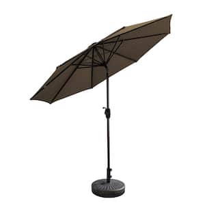 Peyton 9 ft. Market Patio Umbrella in Coffee with Bronze Round Base