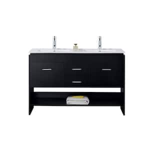 Gloria 48 in. W Bath Vanity in Espresso with Ceramic Vanity Top in White with Square Basin and Mirror