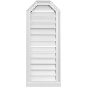 16" x 40" Octagonal Top Surface Mount PVC Gable Vent: Functional with Brickmould Sill Frame