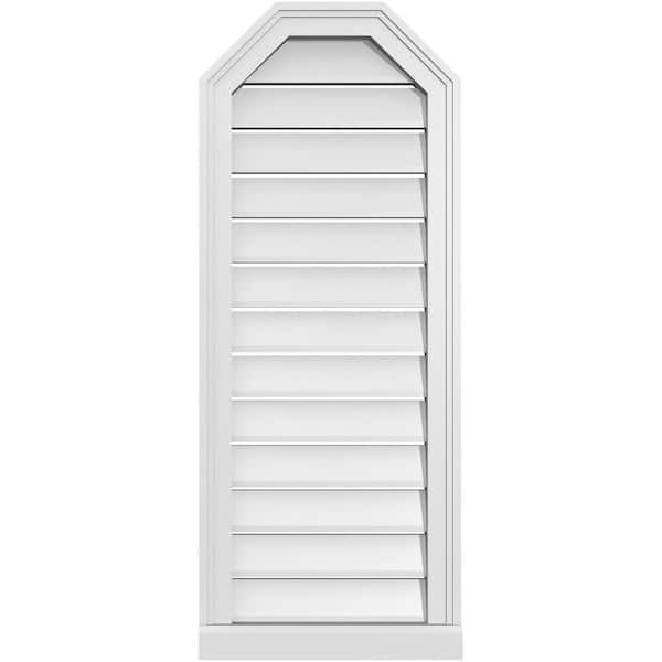 Ekena Millwork 16" x 40" Octagonal Top Surface Mount PVC Gable Vent: Functional with Brickmould Sill Frame