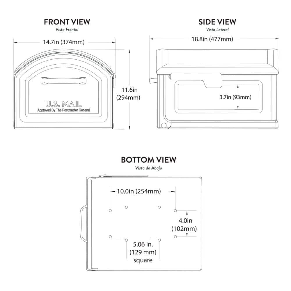 Extra Large Black Plastic Post Mount Mailbox