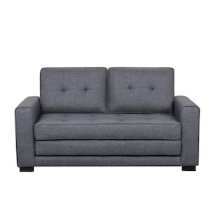 Bray 58 in. Dark Gray Linen 2-Seater Twin Sleeper Sofa Bed with Removable Cushions
