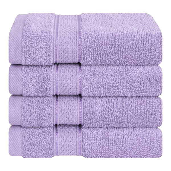 American Soft Linen Salem Luxury 4-Pack Washcloth Set, 100% Cotton, 13 in. W. x 13 in. Washcloths, Lilac Bath Towel Set