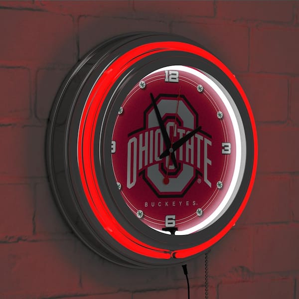 The Ohio State University Red Logo Lighted Analog Neon Clock