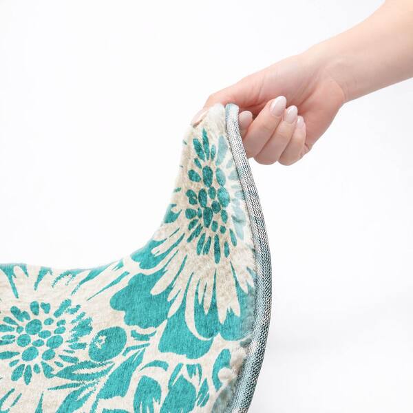 Dream Shag Premium Machine Washable Abstract ADS551 Teal 2 ft. x 7 ft. Runner Rug