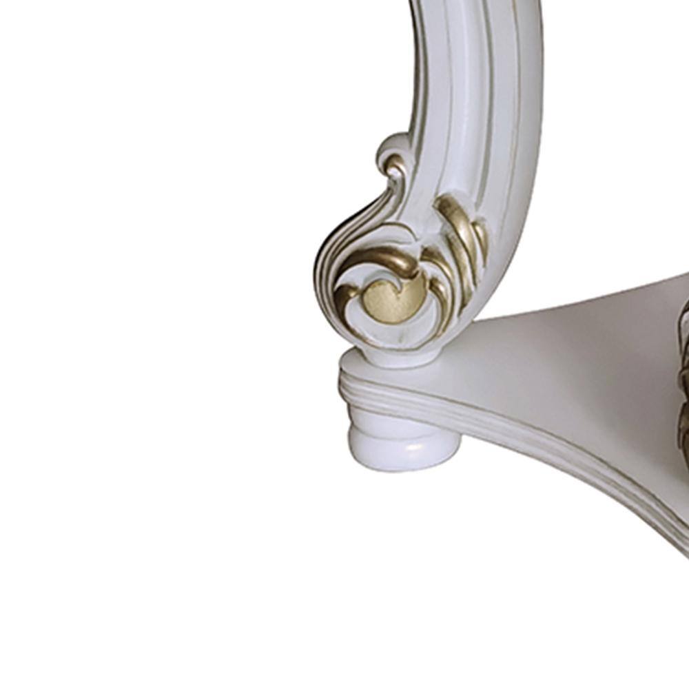 Vendome Antique Pearl Wood and Metal Scrolled Side Table