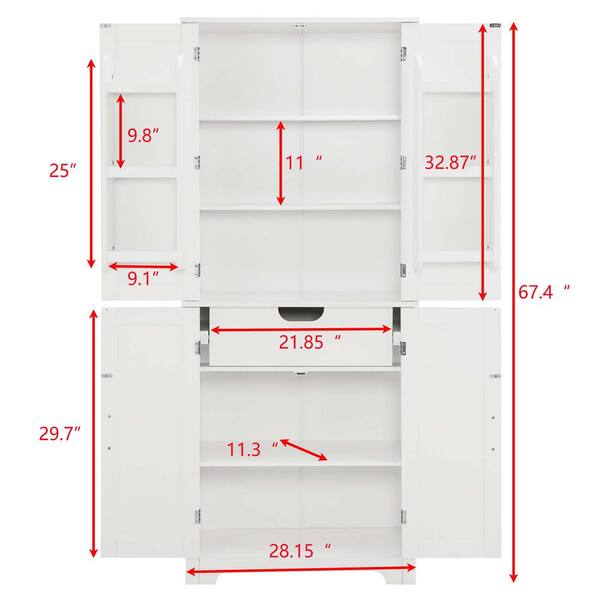 Zeus & Ruta 23.6 in. W x 15.7 in. D x 68.1 in. H White Wood Linen