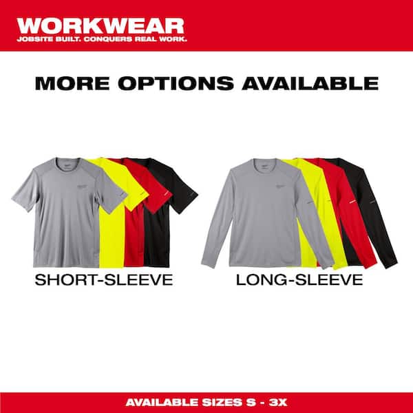 Men's Large Black, High Visibility and Red WORKSKIN Light Weight Performance Short Sleeve T-Shirt (3-Pack)