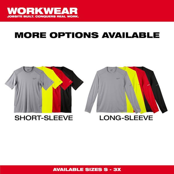 Men's Large Black and Gray WORKSKIN Light Weight Performance Long Sleeve T-Shirt (2-Pack)