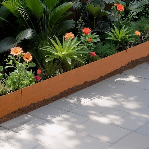 Steel Landscape Edging 6-Packs 40 x 6 x 0.06 in. Weather-Resistant & Pre-Rust Metal Landscape Brown Edging Garden Edging