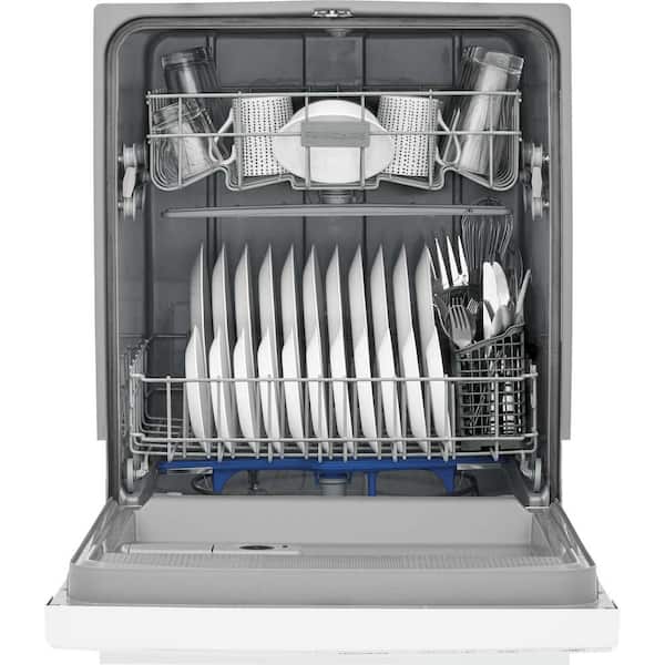 24 In. in. Front Control Built-In Tall Tub Dishwasher in White with 3-Cycles, 55 dBA