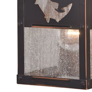 Missoula 1-Light Bronze Rustic Fish Outdoor Wall Sconce Lantern