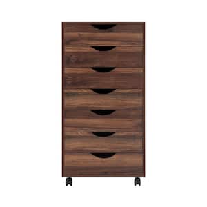 7-Drawer Brown Oak 34.2 in. H x 15.7 in. W x 18.8 in. D Wood Vertical File Cabinet