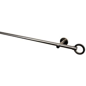 20 MM 63 in. Intensions Single Curtain Rod Kit in Brushed Nickel with Round Finials and Open Brackets