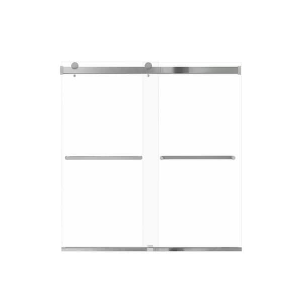Transolid Brianna 60 in. W x 62 in. H Sliding Frameless Shower Door in Polished Chrome with Clear Glass