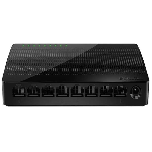 Etokfoks 8-Port Ethernet Switch, Unmanaged Network Hub, Ethernet Splitter,  Plug and Play, Shielded Ports and Plastic Case MLPH007LT488 - The Home Depot
