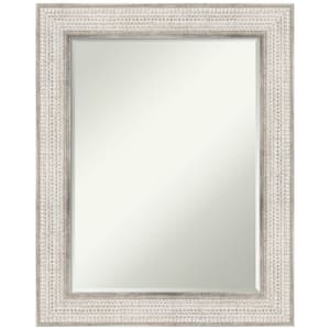 Trellis Silver 24 in. x 30 in. Petite Bevel Classic Rectangle Wood Framed Bathroom Wall Mirror in Silver