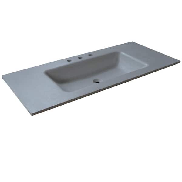 Bellaterra Home 49 in. W x 22 in. D Concrete Vanity Top with Center Rectangle Sink in Dark Gray