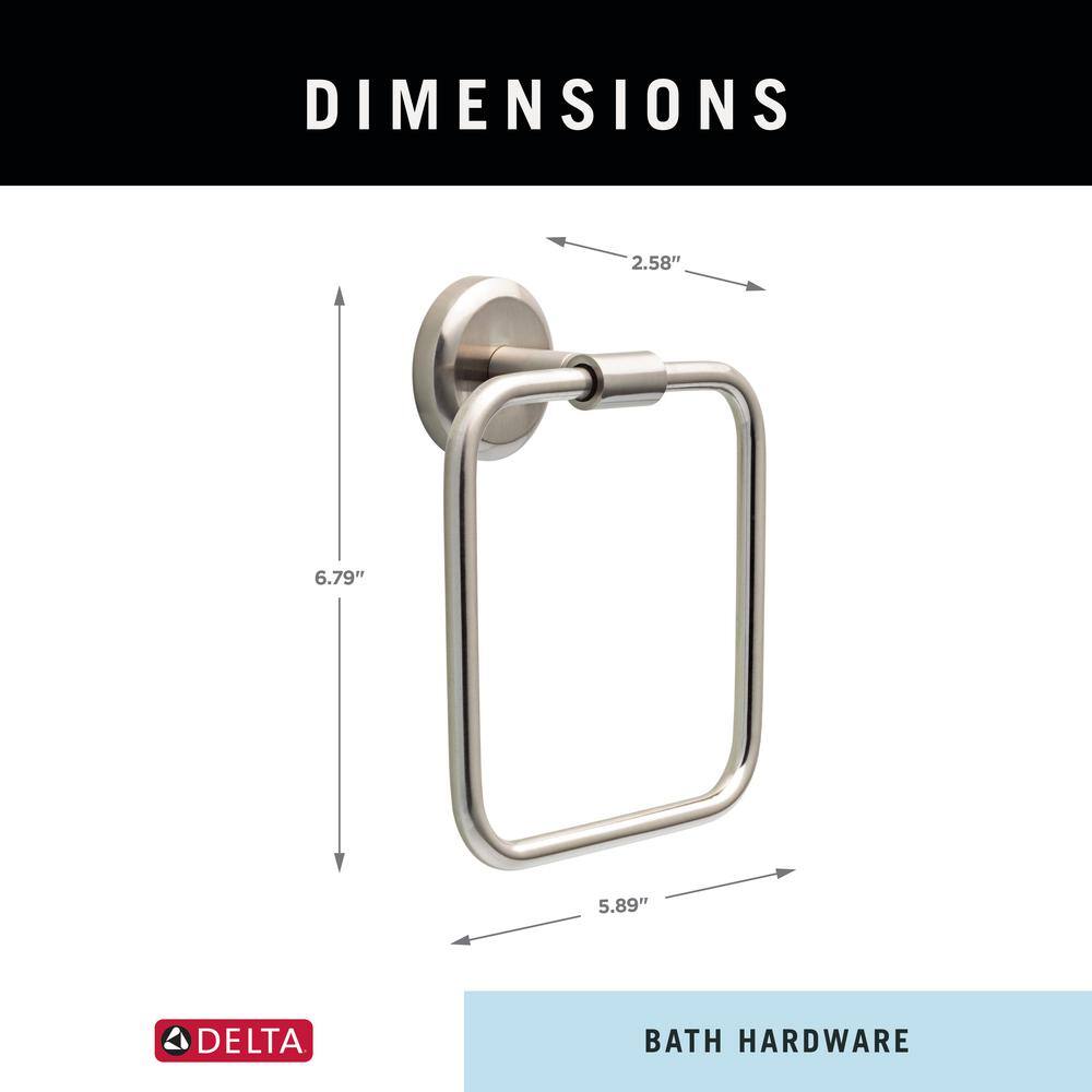 Spotshield Brushed Nickel Rectangular Wall Mounted Towel Ring