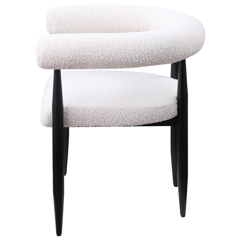 Cream Boucle Upholstered Metal Frame Arm Chair Set