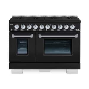 BOLD 48 IN, 8 Burner Freestanding Double Oven Dual Fuel Range with Gas Stove and Electric Oven in. Grey Family