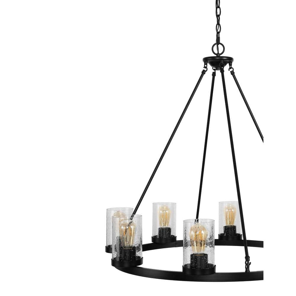 Pablo Ring 33.5" Oil-Rubbed Bronze & Seeded Glass LED Chandelier