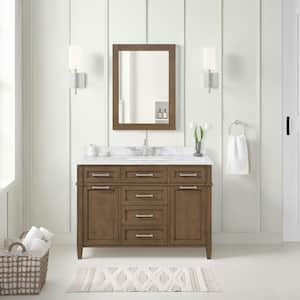 Caville 48 in. W x 22 in. D x 34.50 in. H Bath Vanity in Almond Latte with Carrara Marble Top