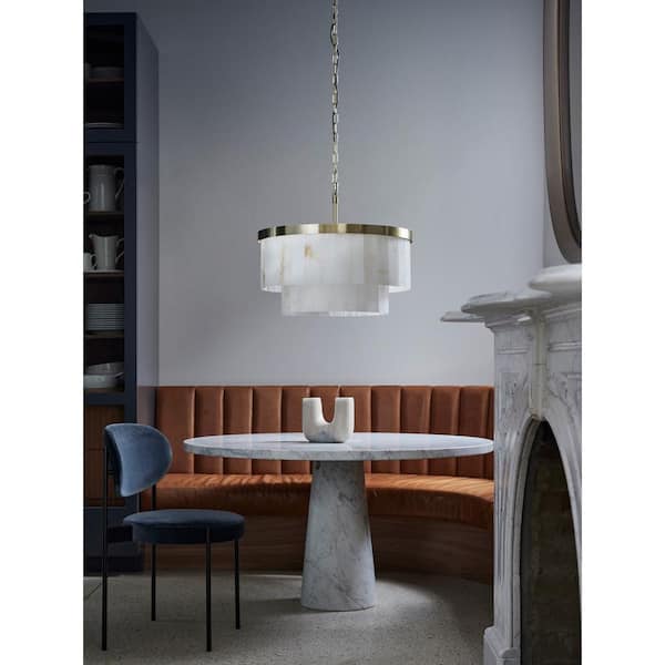 Elora 9-Lights Brass Round Pendant Light with Jade Stone