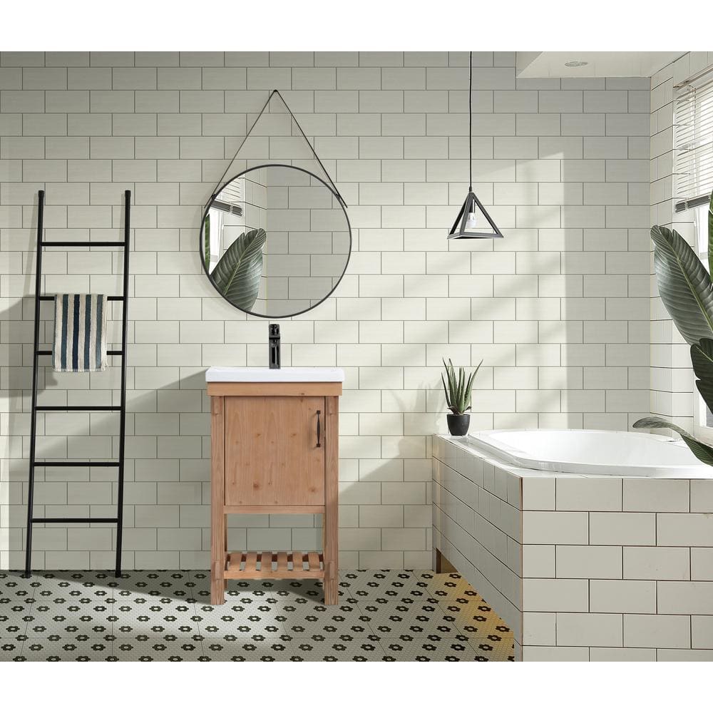 Marina Driftwood Solid Wood Single Bathroom Vanity with Ceramic Top