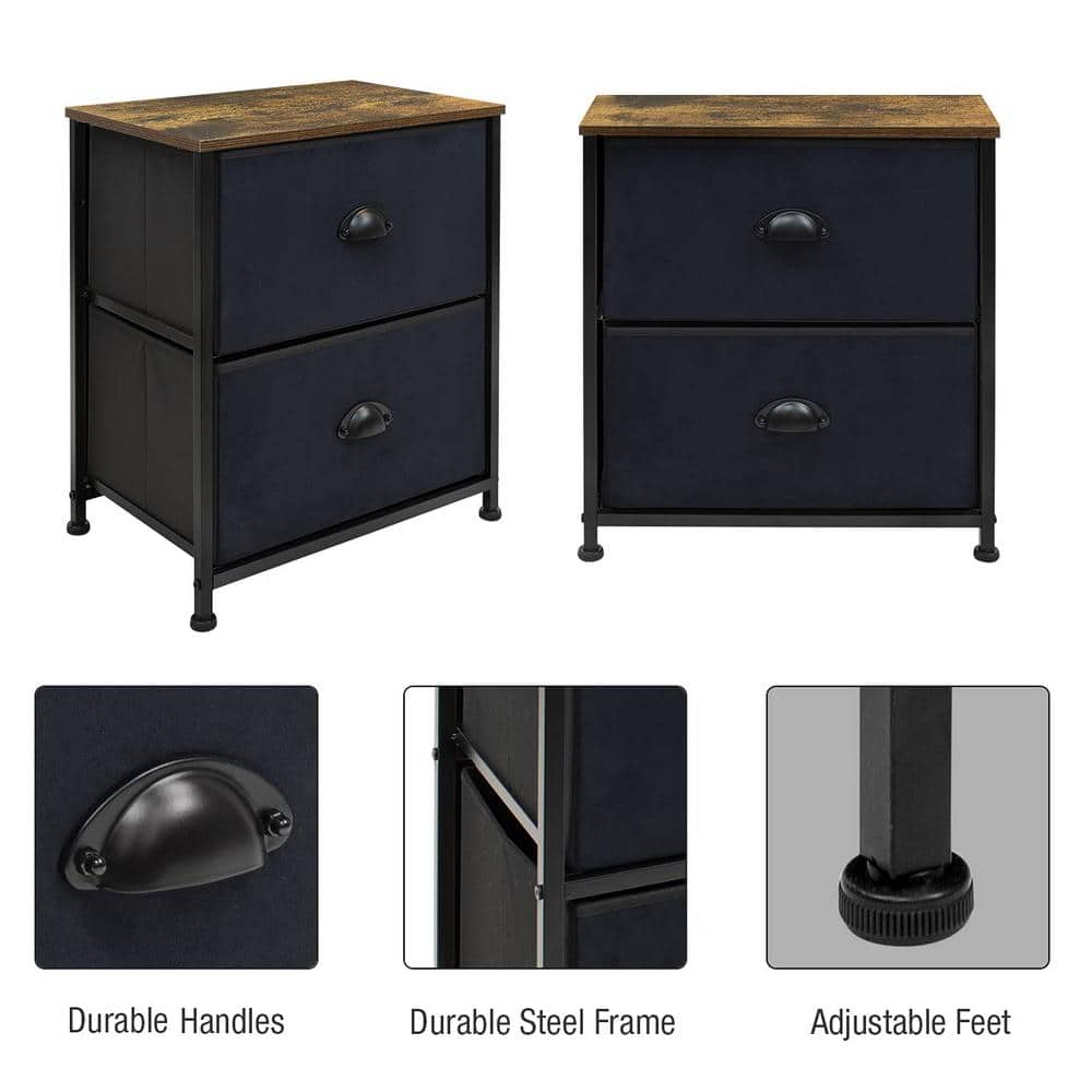 Industrial Black Vertical Nursery Nightstand with Extra Deep Drawer