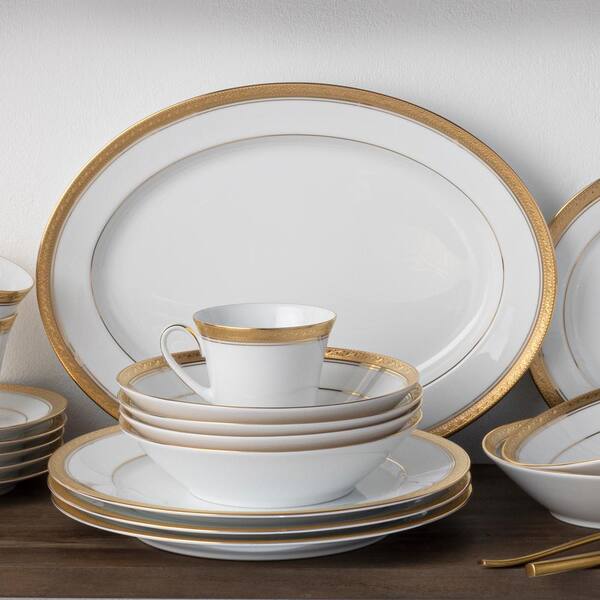 Noritake Crestwood Gold 14 in. (Gold) Porcelain Oval Platter 4167