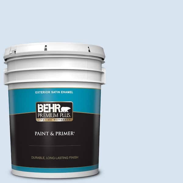 BEHR PREMIUM PLUS 5 gal. #PPL-23 Blooming Aster Satin Enamel Exterior Paint & Primer