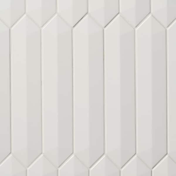 Ivy Hill Tile Axis 3D 2.6 in. x 13 in. White Polished Picket Ceramic Wall Tile (9.04 sq. ft. / case)