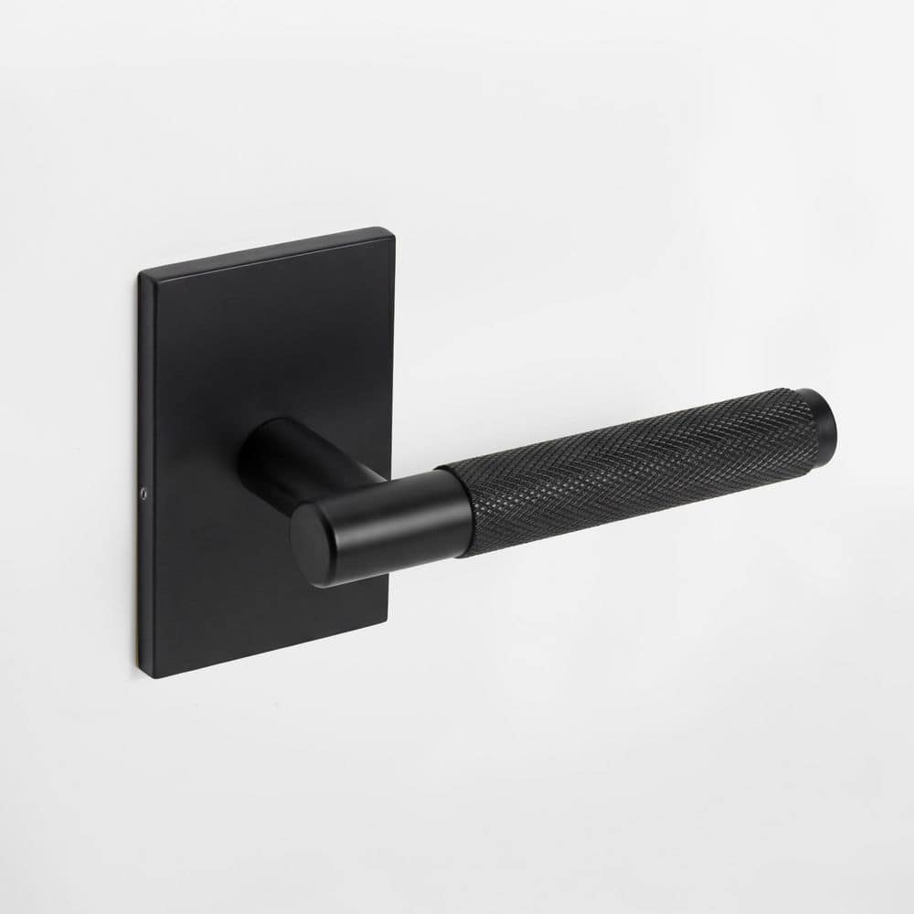 Taylor Matte Black Modern Knurled Interior Door Handle, Rectangle Plate with Concealed Screws (Passage - Hall/Closet) price history on PriceWatchPro