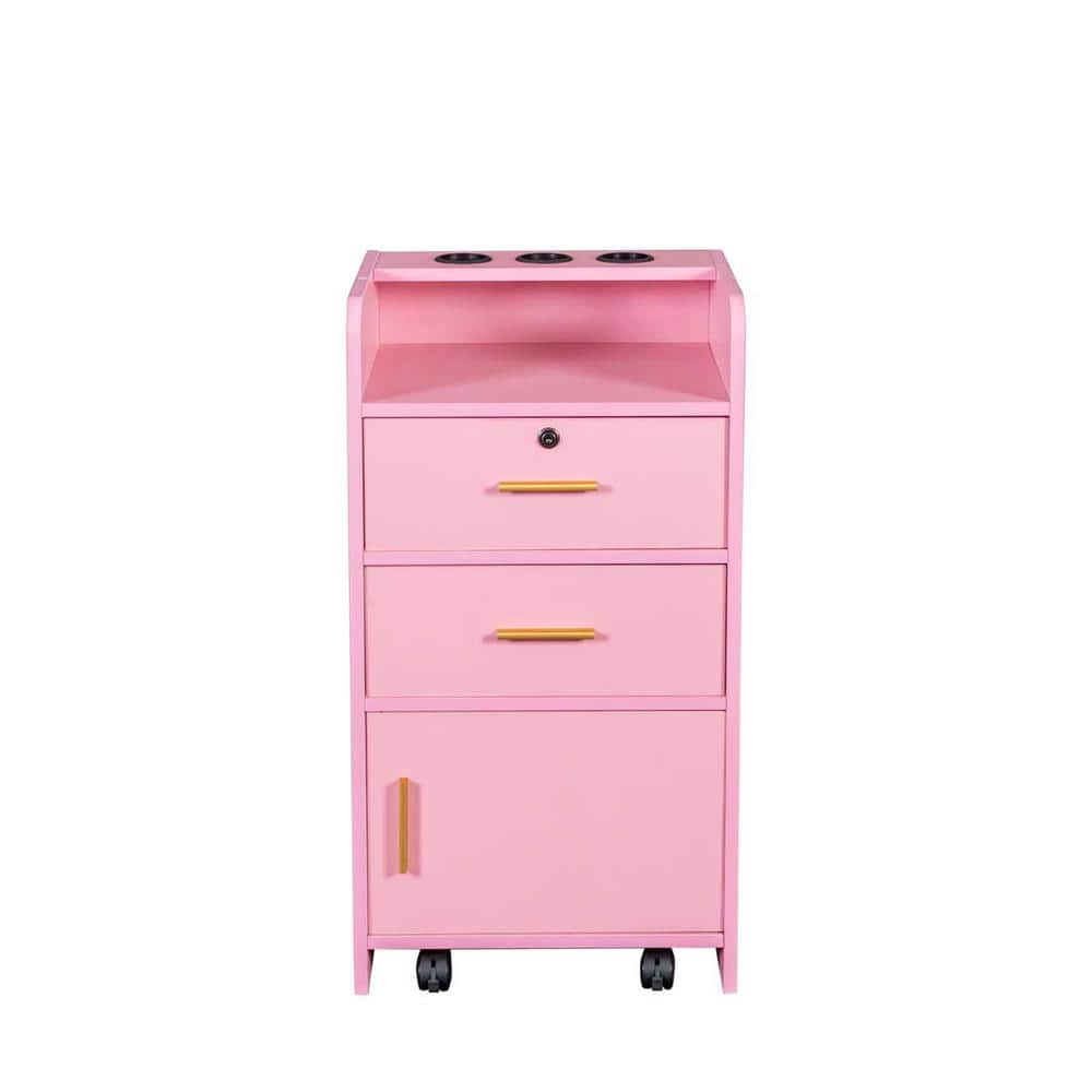 17 in. W x 14 in. D x 31 in. H Pink Linen with 4 Wheels 2