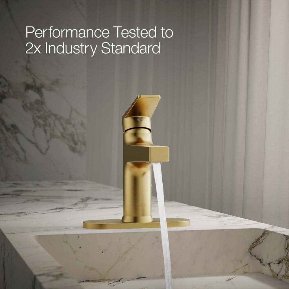 Vibrant Brushed Brass Single-Handle Bathroom Faucet with Escutcheon