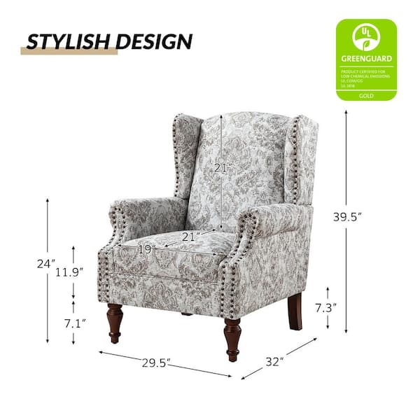 JAYDEN CREATION Gille Traditional Beige Upholstered Wingback