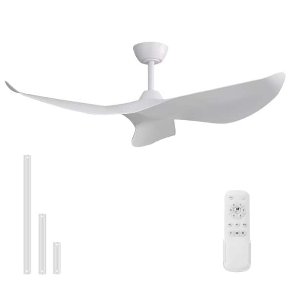 CACI Mall 52 in. Indoor/Outdoor White Ceiling Fan without Light for Bedroom or Living Room