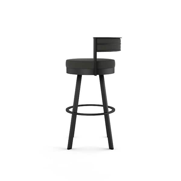 Browser 26 in. Charcoal Grey Polyester Black Metal Swivel Counter Stool