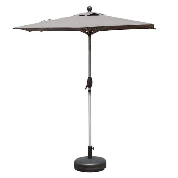 6 ft. Aluminium Market Crank Lift and Tilt Patio Umbrella in Grey