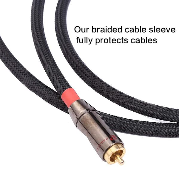 100 ft Black PET Expandable Cable Sleeve, 1 in. Braided Wire Loom Tubing for Audio/Video Cords, Flexible Protective