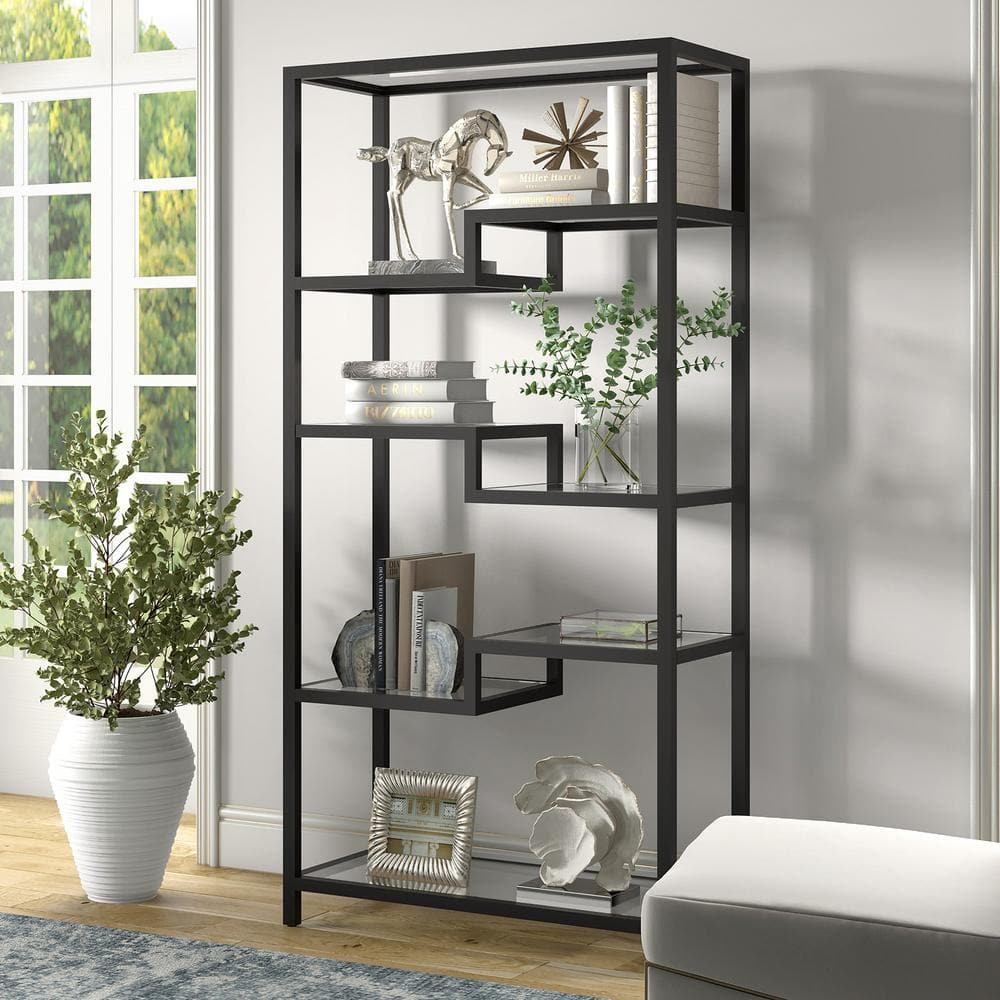 Johann 68" Blackened Bronze Geometric Metal Bookcase