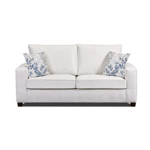 Relay Linen 78 in. Wide Cream Washed Tweed Polyester Queen Size Sofa Bed with 2-Decorative Pillows