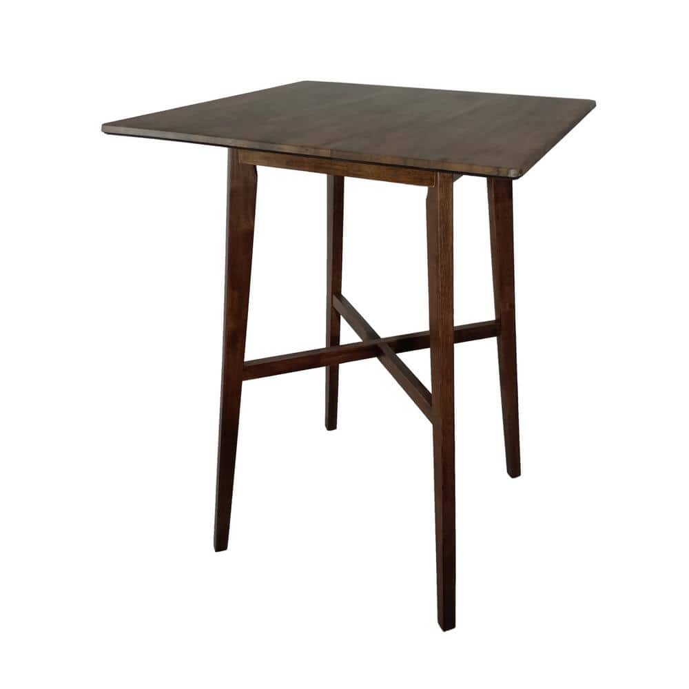 42 in. H Brown Modern Wood Outdoor Bar Dining Table with Marble Finish for 