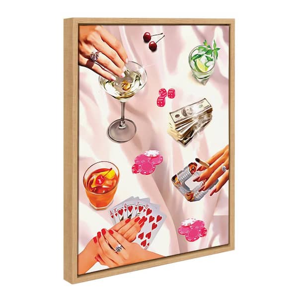 Kate and Laurel Sylvie Game Night Poker Framed Canvas by Honey Island Studio (Set of 1) Culture Art Print 18.00 in. x 24.00 in.