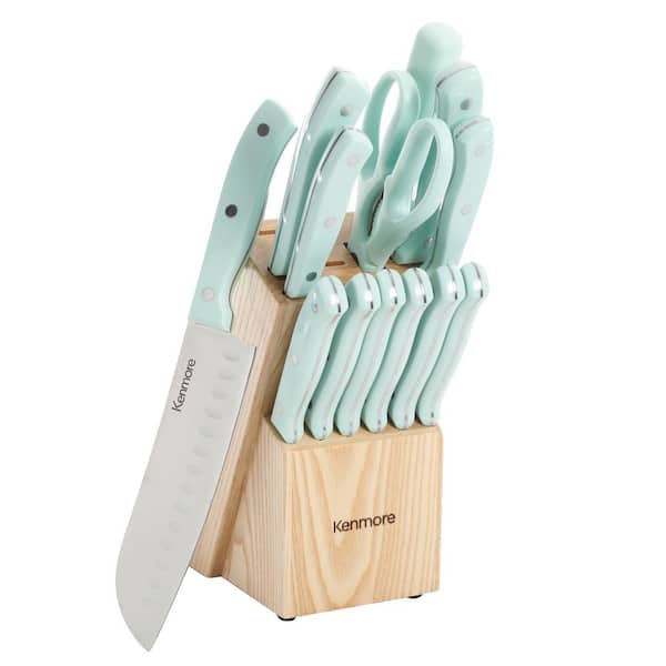 Ginsu Kiso Dishwasher Safe 14-Piece Knife Set with Tan Block